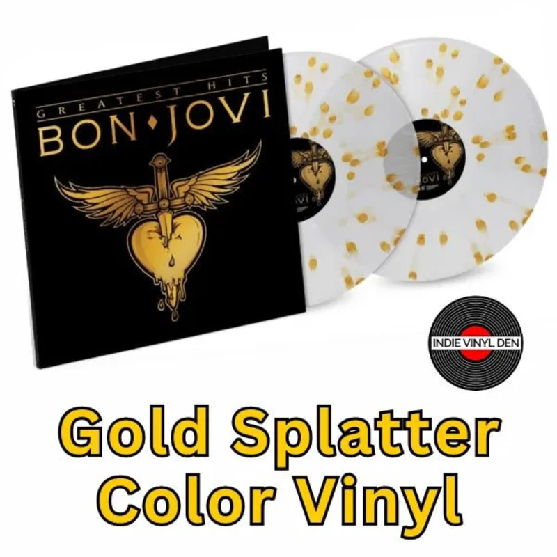 BON JOVI - Greatest Hits - 2LP Gold Splatter Color Vinyl Record