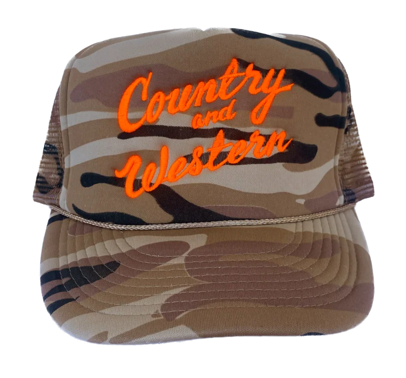 Country & Western Embroidered Camo Trucker Cap