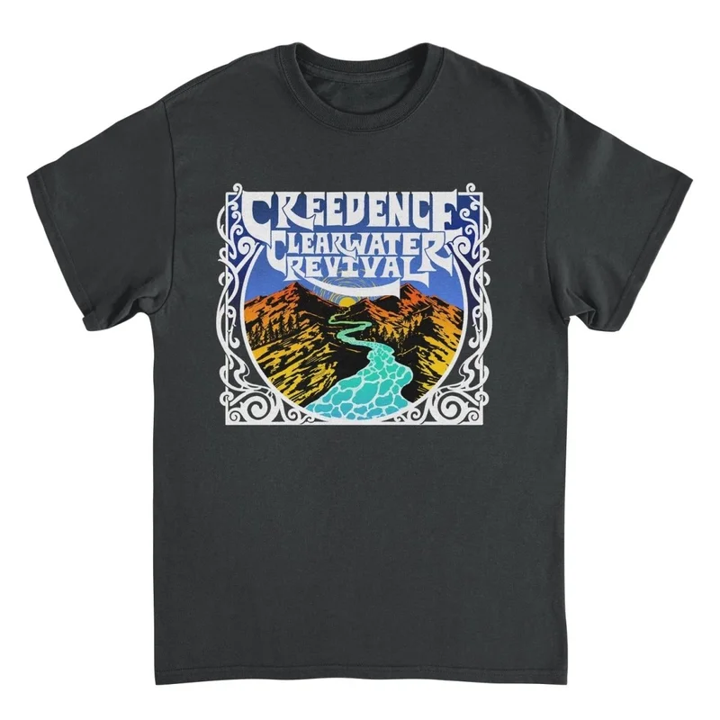 Credence Clearwater Revival Retro Mountains Black T-Shirt