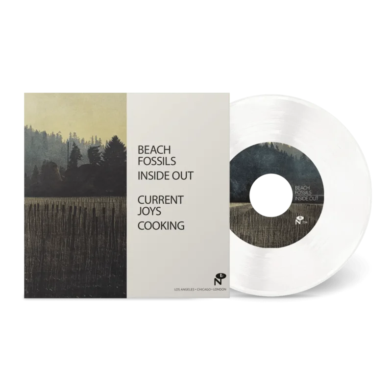 Current Joys & Beach Fossils - Cooking/Inside Out - White Color 7"  Vinyl Record