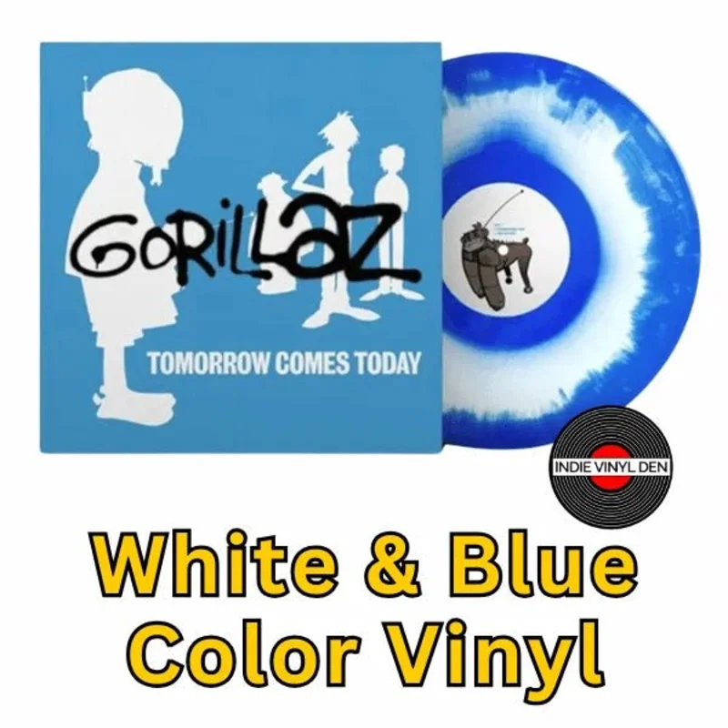 Gorillaz - Tomorrow Comes Today EP -  White & Blue Color-In-Color Vinyl Record *