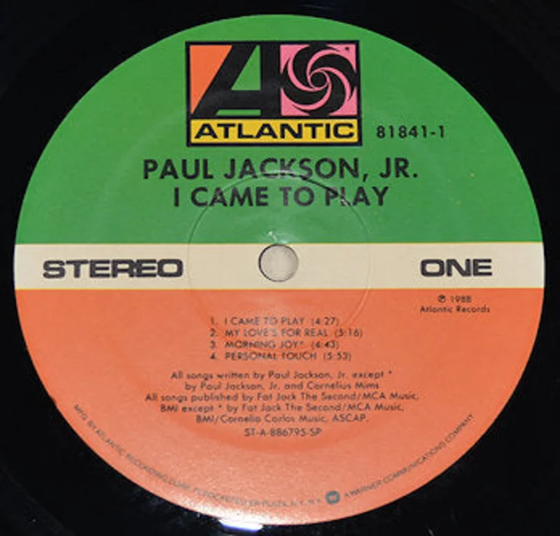 Jackson, Paul  Jr.  I Came To Play