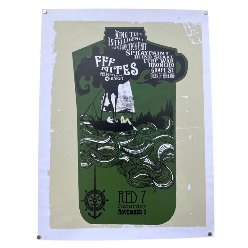King Tuff/ Destruction Unit Fun Fun Fun Fest Nights Screen Print Concert Poster