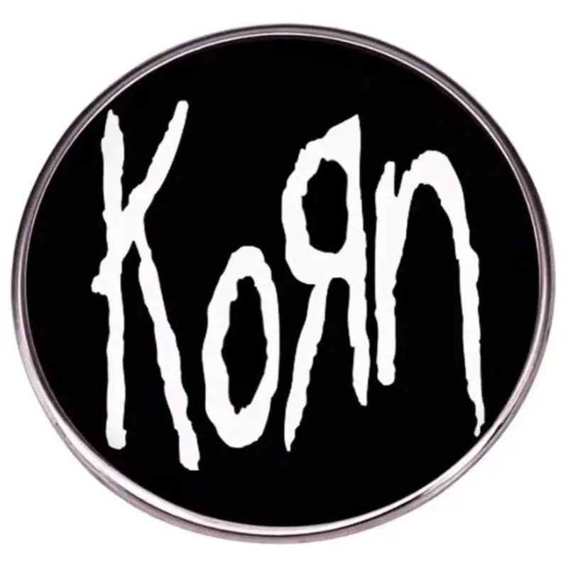 KORN logo white round - Enamel Pin