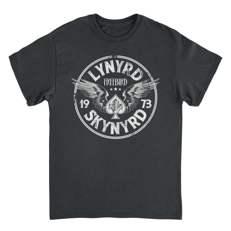 Lynyrd Skynyrd Firebird 1973 Ace Circle White Black T-Shirt