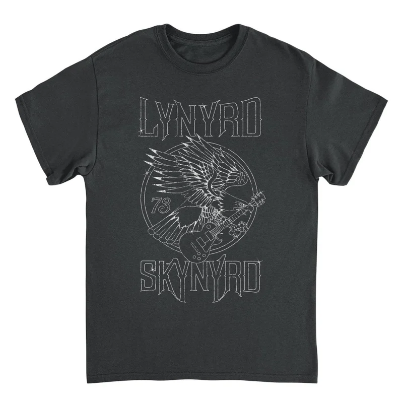 Lynyrd Skynyrd Outlined Eagle Guitar White Black T-Shirt