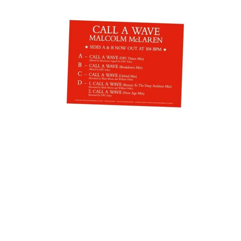 Malcolm McLaren & Bootzilla Orchestra - Call A Wave Vinyl 12"