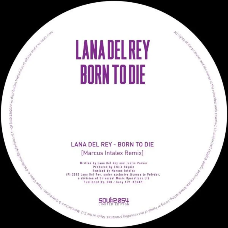 Marcus Intalex - Lana Del Rey-Born To Die (D&B Remix) Vinyl 12"