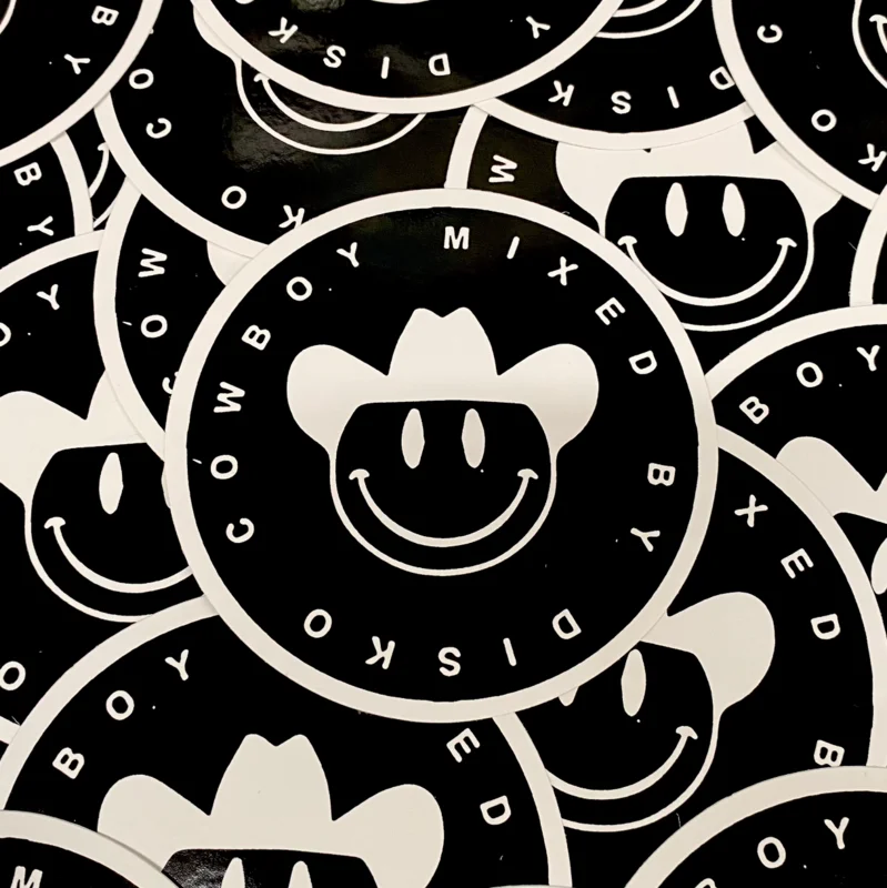 Mixed By Disko Black Round Sticker