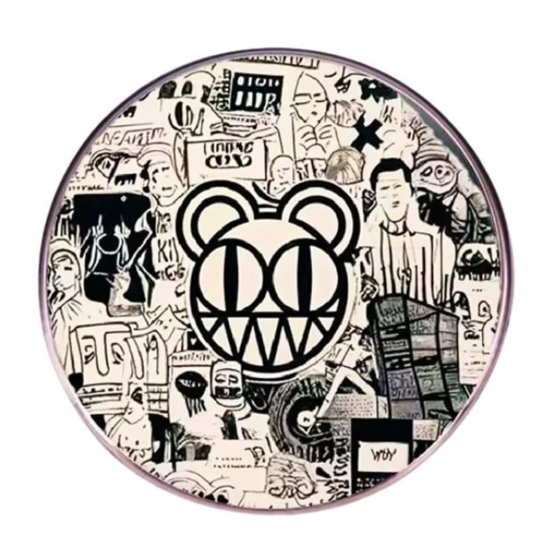 Radiohead Bear Newsprint Round - Enamel Pin