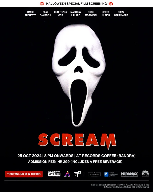 Scream Movie Screening | 25th October 2024 | 8 PM Onwards | at Records Coffee (Bandra)