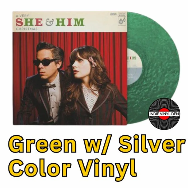 She and Him - A Very She And Him Christmas Translucent Green w/Silver  Color Vinyl Record
