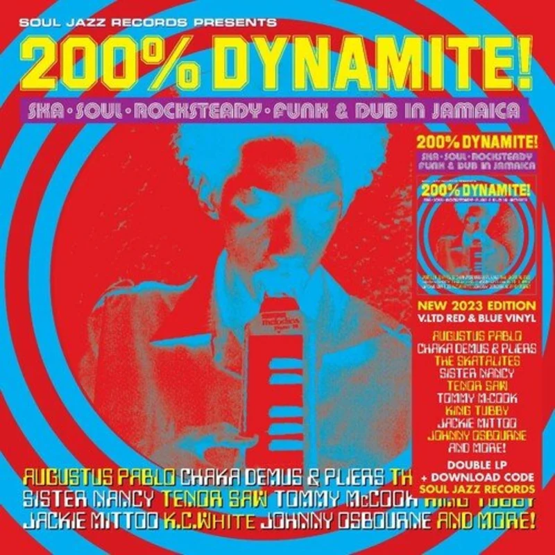 SOUL JAZZ RECORDS PRESENTS - 200% DYNAMITE! SKA, SOUL, ROCKSTEADY, FUNK & DUB IN JAMAICA (2LP/RED/BLUE VINYL) (RSD) Vinyl LP