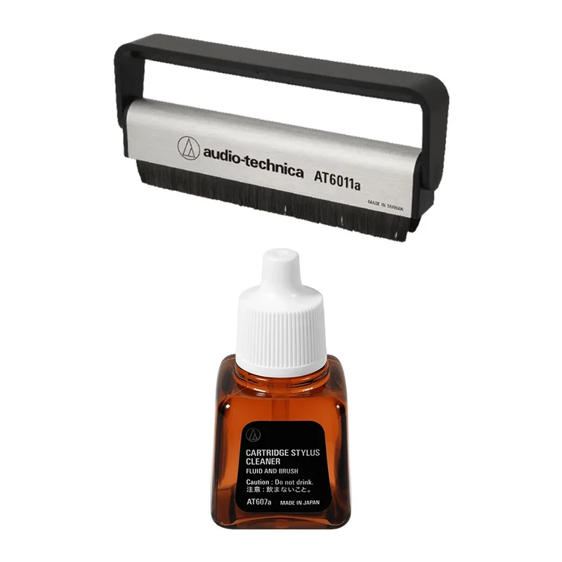 The Pre-Listening Ritual Cleaning Kit: Audio Technica AT6011a Anti-Static Record Brush + Audio Technica AT607a Cartridge Stylus Cleaner