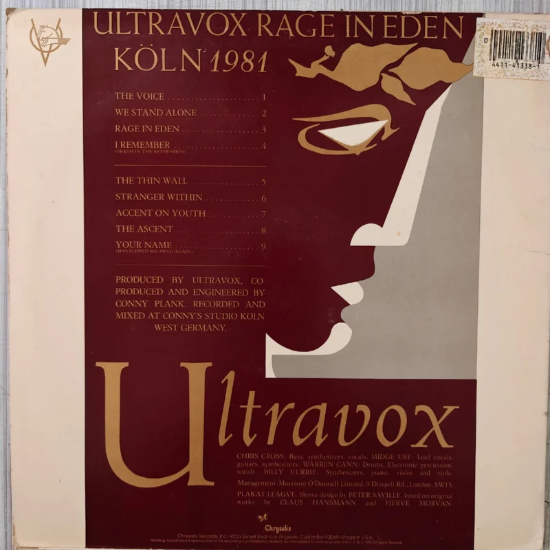 Ultravox - Rage In Eden ( (Used Vinyl - VG+) PJ Marketplace