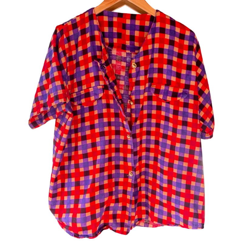 Vintage 80s Purple Checkered Buttondown