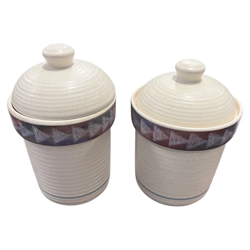 Vintage Horizon Southwestern Stoneware Kitchen Canister Set (2)
